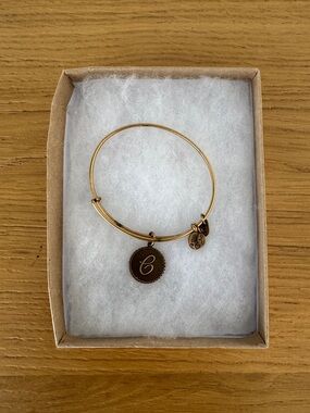 Nordstrom Gold-Tone Initial C Charm Bangle Bracelet